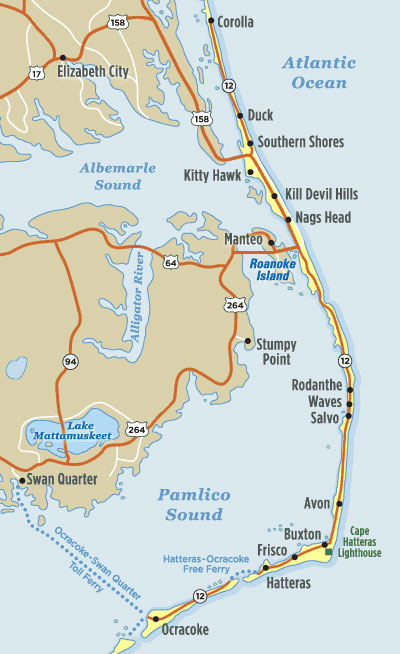 map of where to stay in Outer Banks
