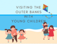 Visiting the Outer Banks with Young Children Young children on beach; cartoon graphic