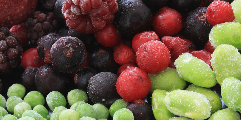 Beach Snacks - Frozen Fruit Frozen grapes, strawberries, and raspberries.