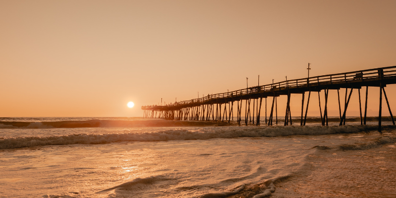 Tips for snowbirds visiting the Outer Banks OBX Pier at Sunset