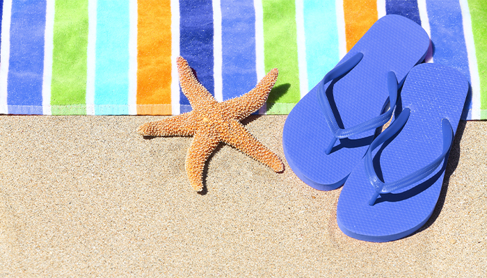 flip flops on the beach