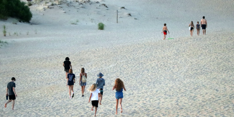 Jockey's Ridge State Park Aerial image of people running at Jockey's Ridge State Park.