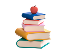 Reasons to Homeschool on the Outer Banks Graphic; stack of books with a red apple on top.